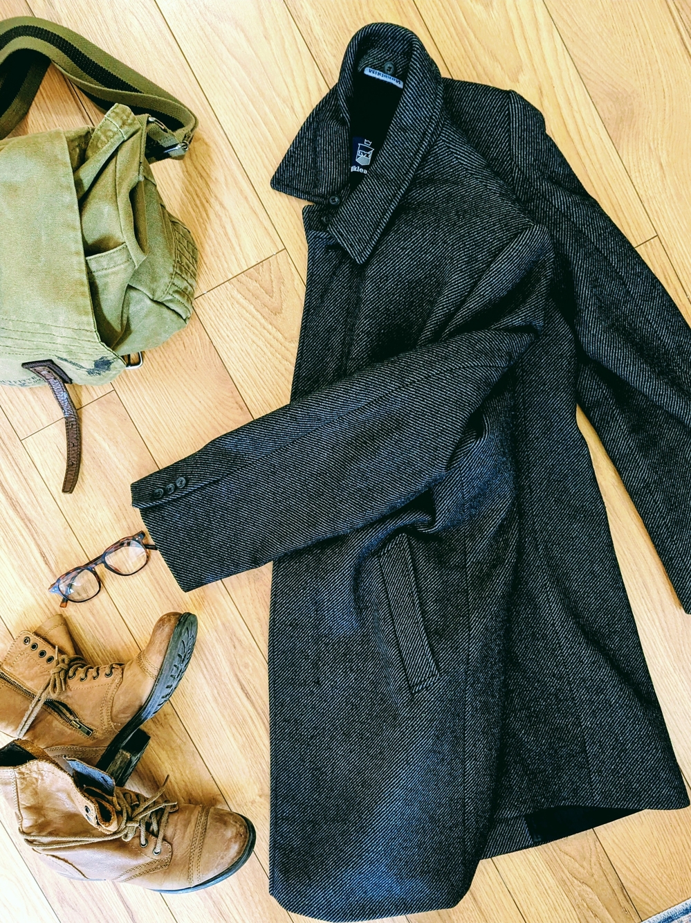 Vintage Wool Cashmere Overcoat Men’s M Unisex Italian Herringbone Manteau Laine